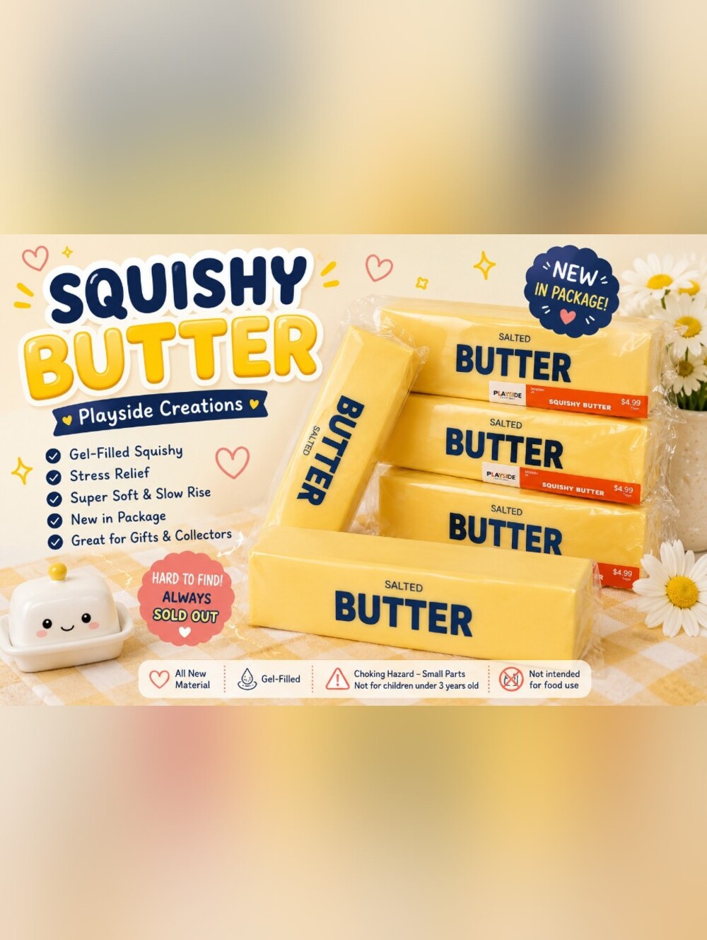 Playside Creations Squishy Butter Gel Filled Stress Toy NWT Hobby Lobby